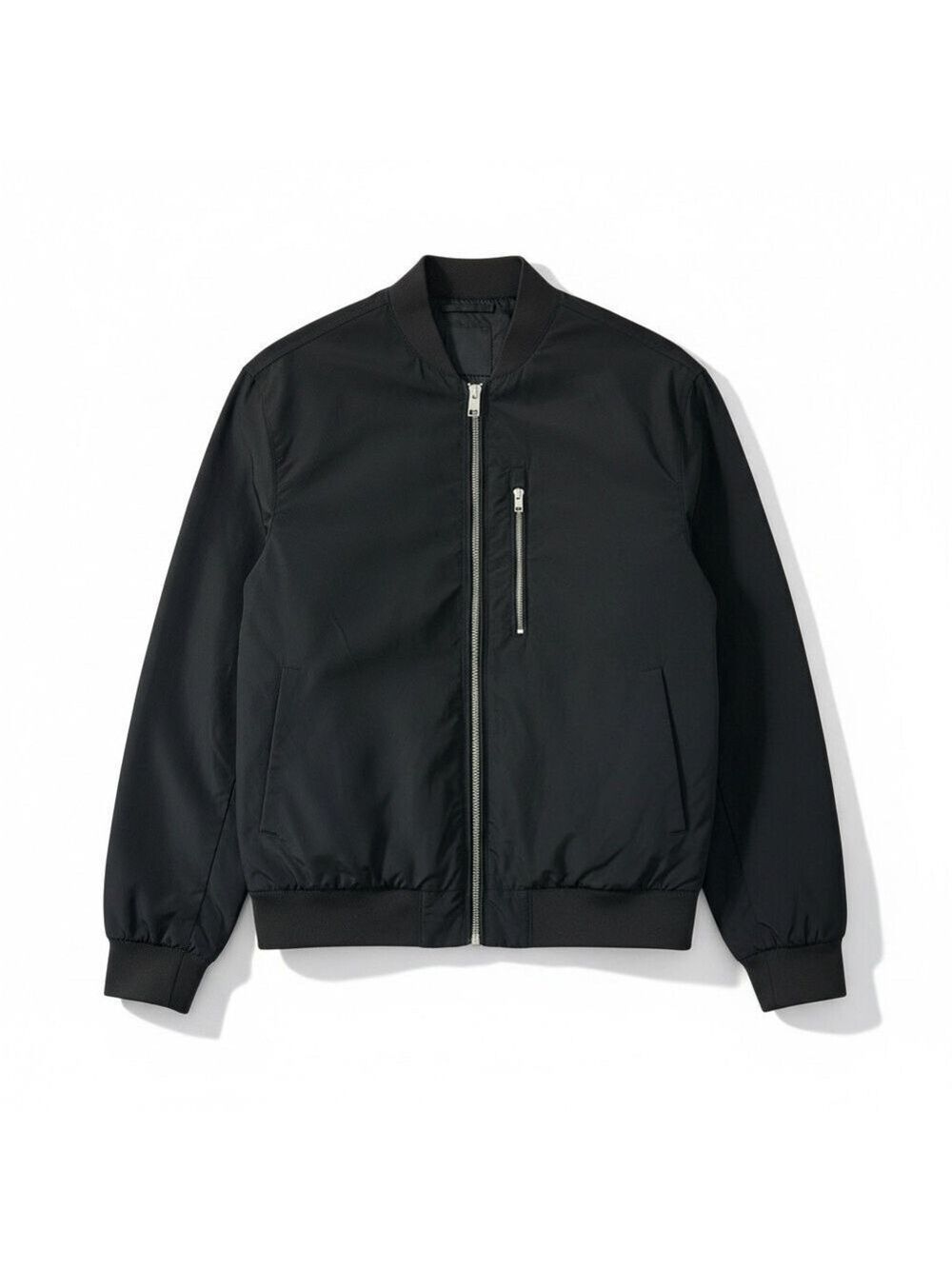 H&M Black Lightweight Zip-Up Bomber Jacket Size M Minimalist